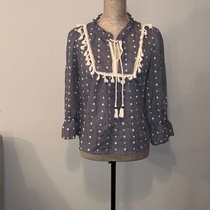 Anthropologie / Maeve Women’s Sawyer Tassel Peasant Top Blouse Size Small P